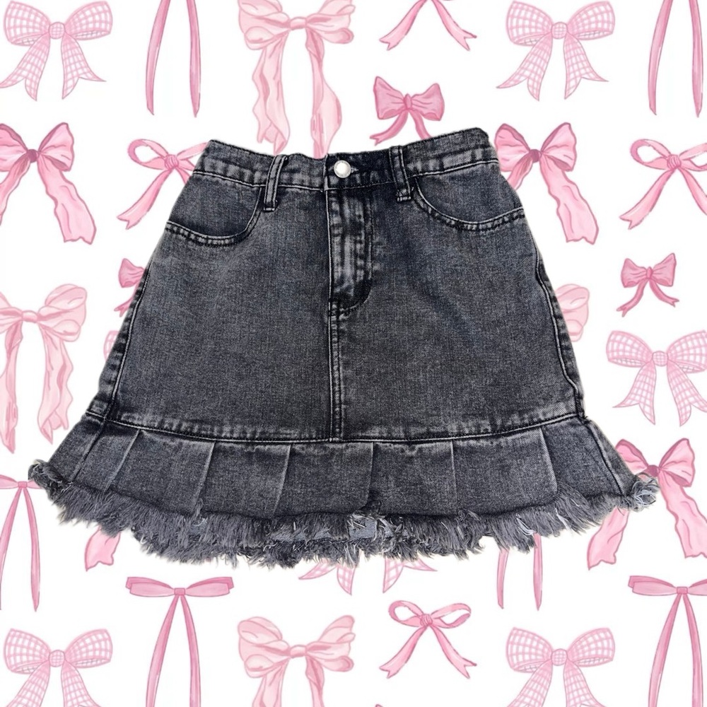 Shein tween black denim pocket skirt